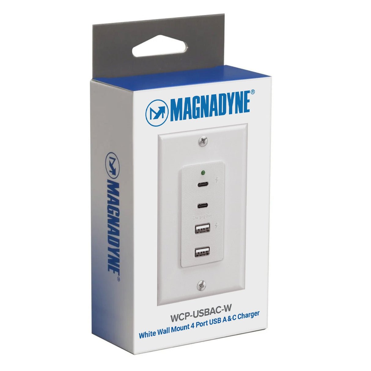 Magnadyne WCP - USBAC - B | Wall Mount Dual USB A & C Charger | 4 Ports & Wall Plate - Magnadyne