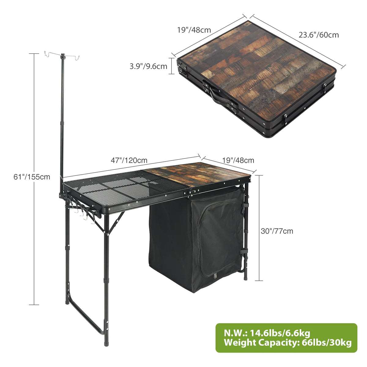 Portable Camping Kitchen Table with Storage Organizer for Outdoor - Magnadyne