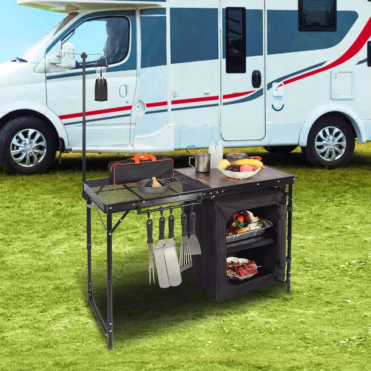 Portable Camping Kitchen Table with Storage Organizer for Outdoor - Magnadyne