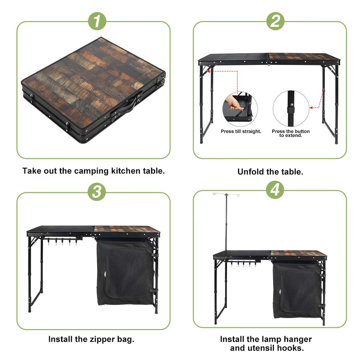 Portable Camping Kitchen Table with Storage Organizer for Outdoor - Magnadyne