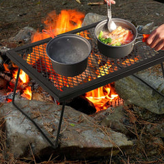 Portable Heavy Duty Folding Steel Campfire Grill Grate for Outdoor Cooking, Black - Magnadyne