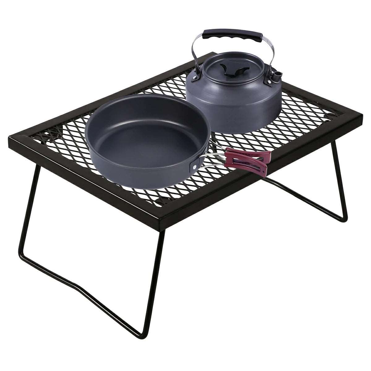 Portable Heavy Duty Folding Steel Campfire Grill Grate for Outdoor Cooking, Black - Magnadyne