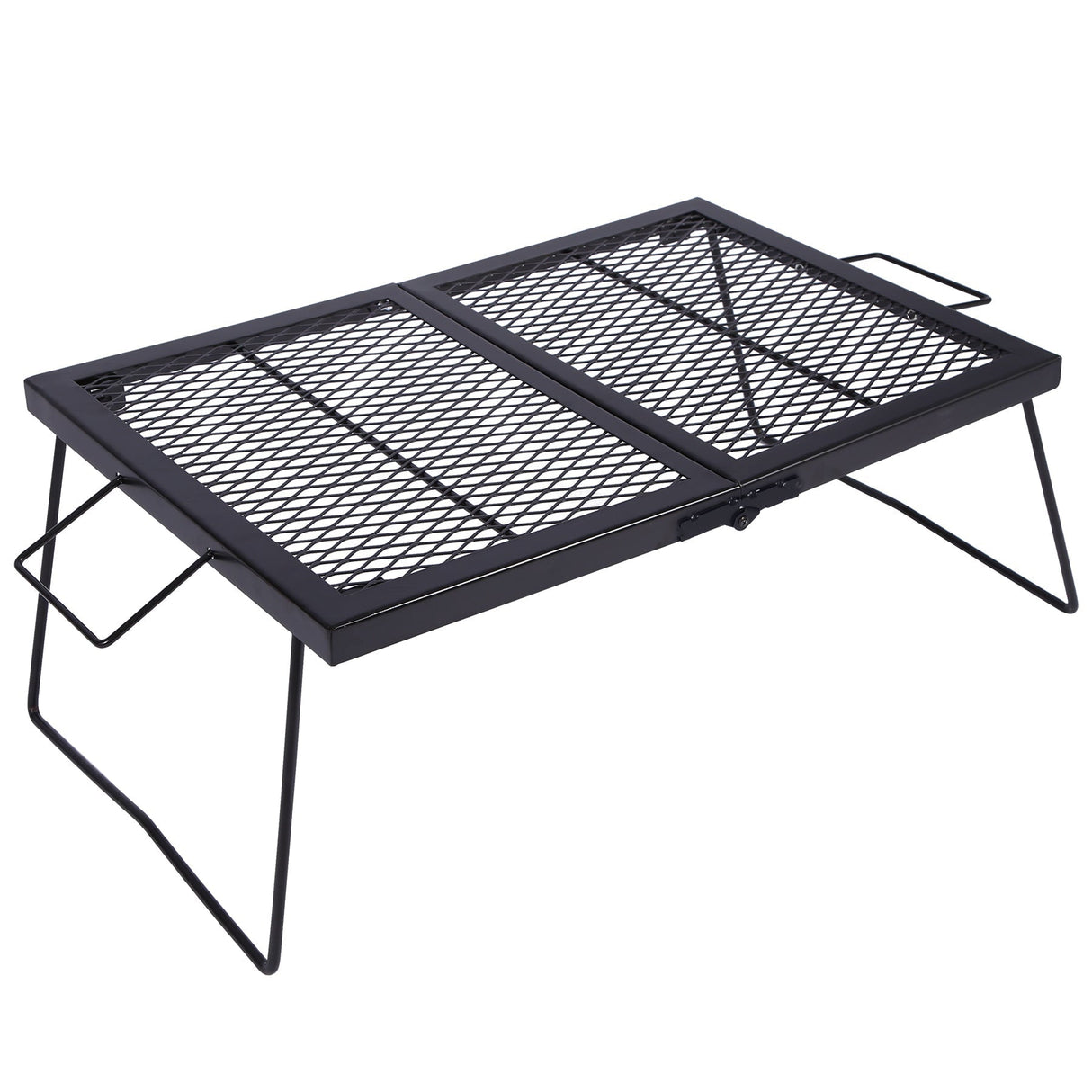 Portable Heavy Duty Folding Steel Campfire Grill Grate for Outdoor Cooking, Black - Magnadyne