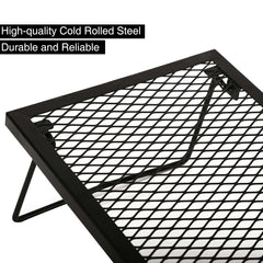 Portable Heavy Duty Folding Steel Campfire Grill Grate for Outdoor Cooking, Black - Magnadyne