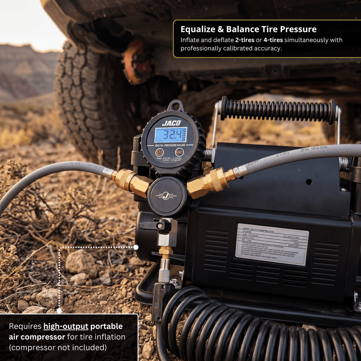 Rapid 4-Tire Inflation/Deflation System with Lightning™ Air Chucks | Multi-Tire Inflator/Deflator 4-Way Hose Kit for Off Road 4x4 - Magnadyne