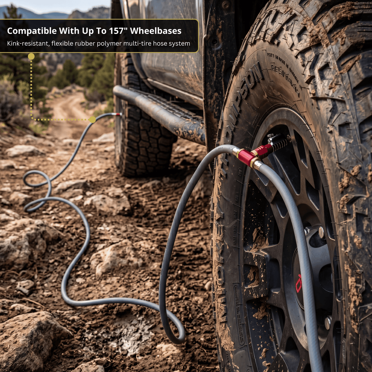 Rapid 4-Tire Inflation/Deflation System with Lightning™ Air Chucks | Multi-Tire Inflator/Deflator 4-Way Hose Kit for Off Road 4x4 - Magnadyne