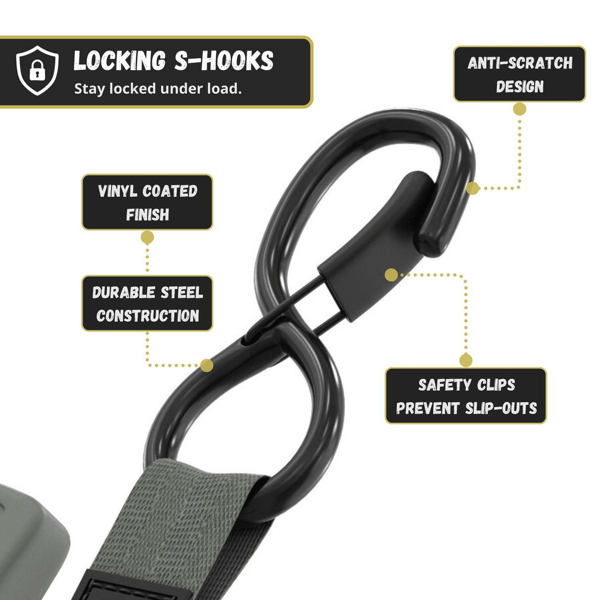 Retractable Ratchet Straps - 1" x 15 ft (1,760 lbs Break Strength) | Auto Self Retracting Cargo Tie Down Strap Set - Magnadyne
