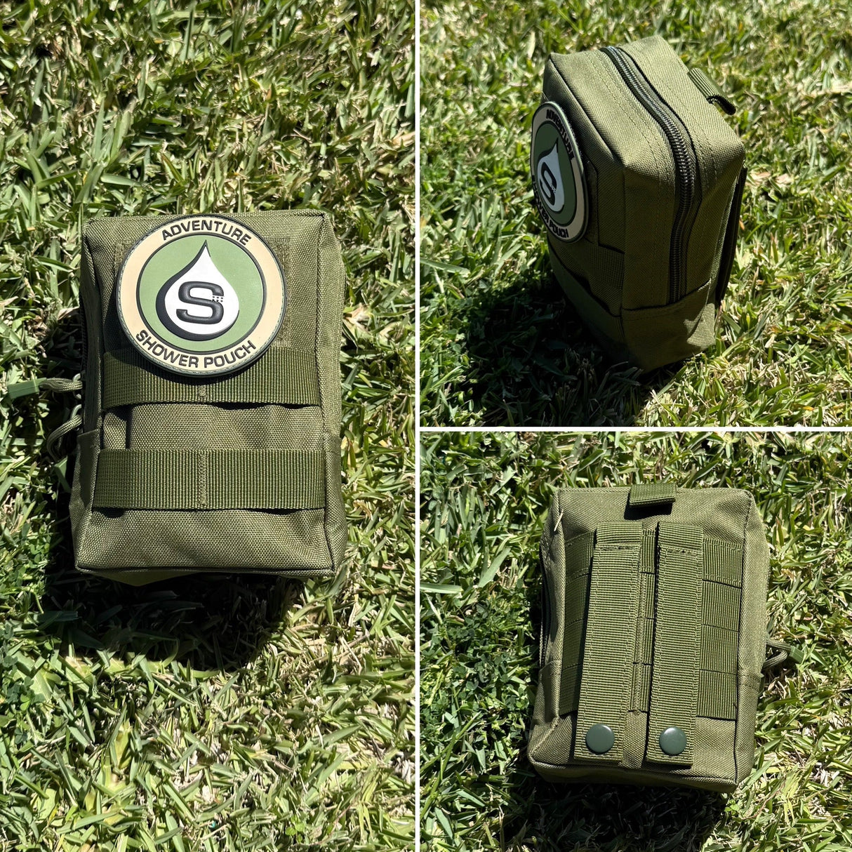 Tactical Molle Zipper Bag + Adventure Sampler Kit: 4 Shower Pouches, 1 Hand Sanitizer, 1 Deodorant - Magnadyne