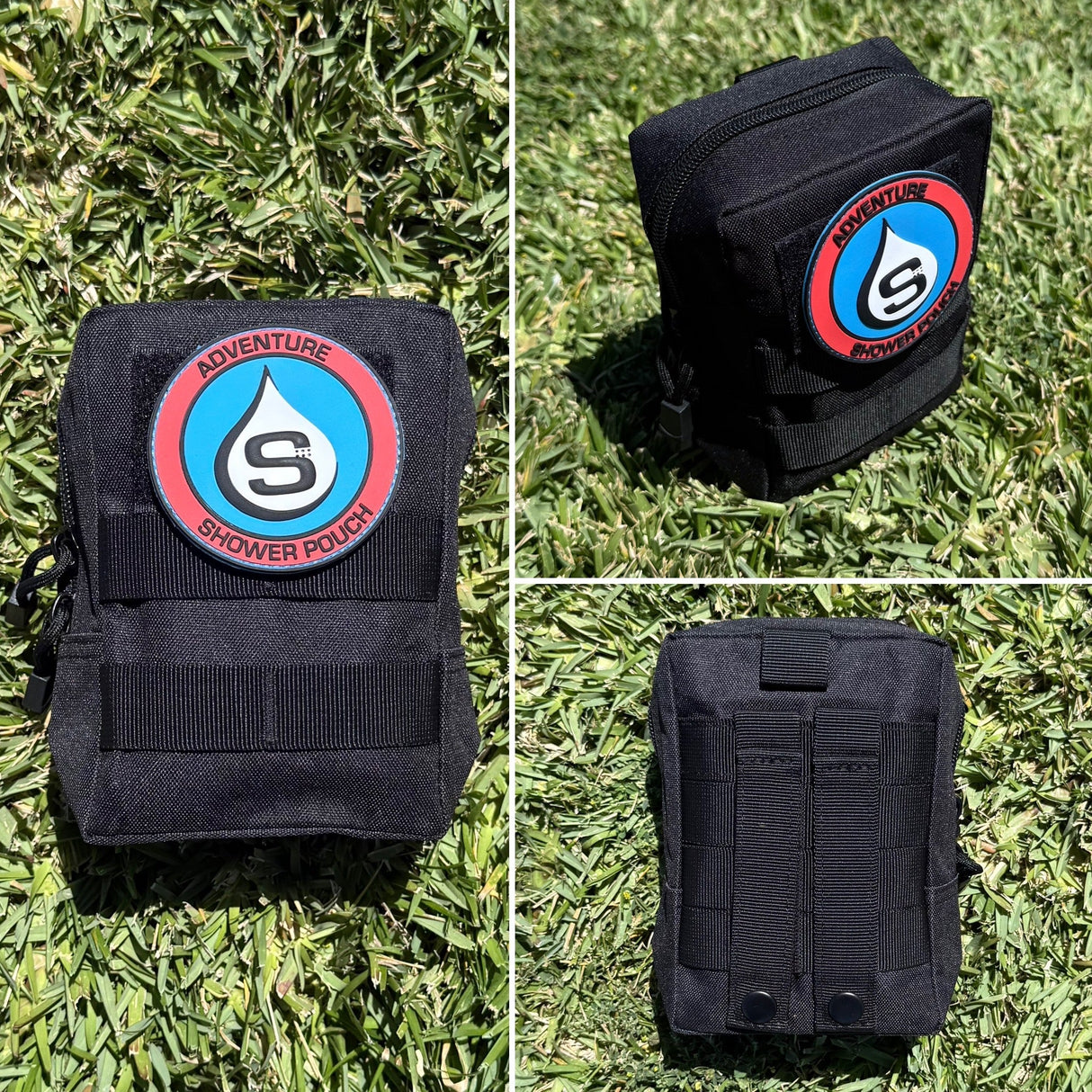 Tactical Molle Zipper Bag + Adventure Sampler Kit: 4 Shower Pouches, 1 Hand Sanitizer, 1 Deodorant - Magnadyne