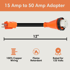 TechnoRV 110 - Volt RV to 50 - Amp Adapter – Locking - Magnadyne