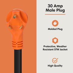 TechnoRV 30 - Amp to 50 - Amp RV Adapter – Locking - Magnadyne