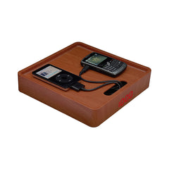 Magnadyne MC-PRO-OAK | Faux Oak Finish Multi-Charger Station with Digital Clock - Magnadyne