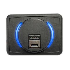 Magnadyne | Slim Profile 12V Surface Mount USB Type A & C Charger | 2 Ports | Blue LED - Magnadyne