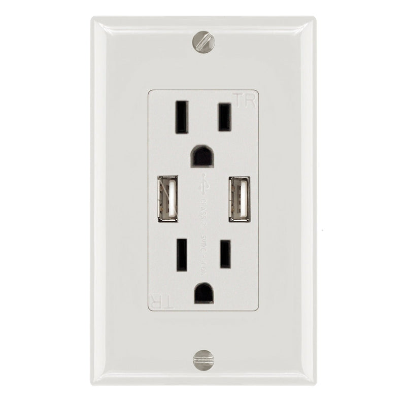 Magnadyne WC-502 | Dual USB Charging AC Wall Outlet w/ Plate - Magnadyne