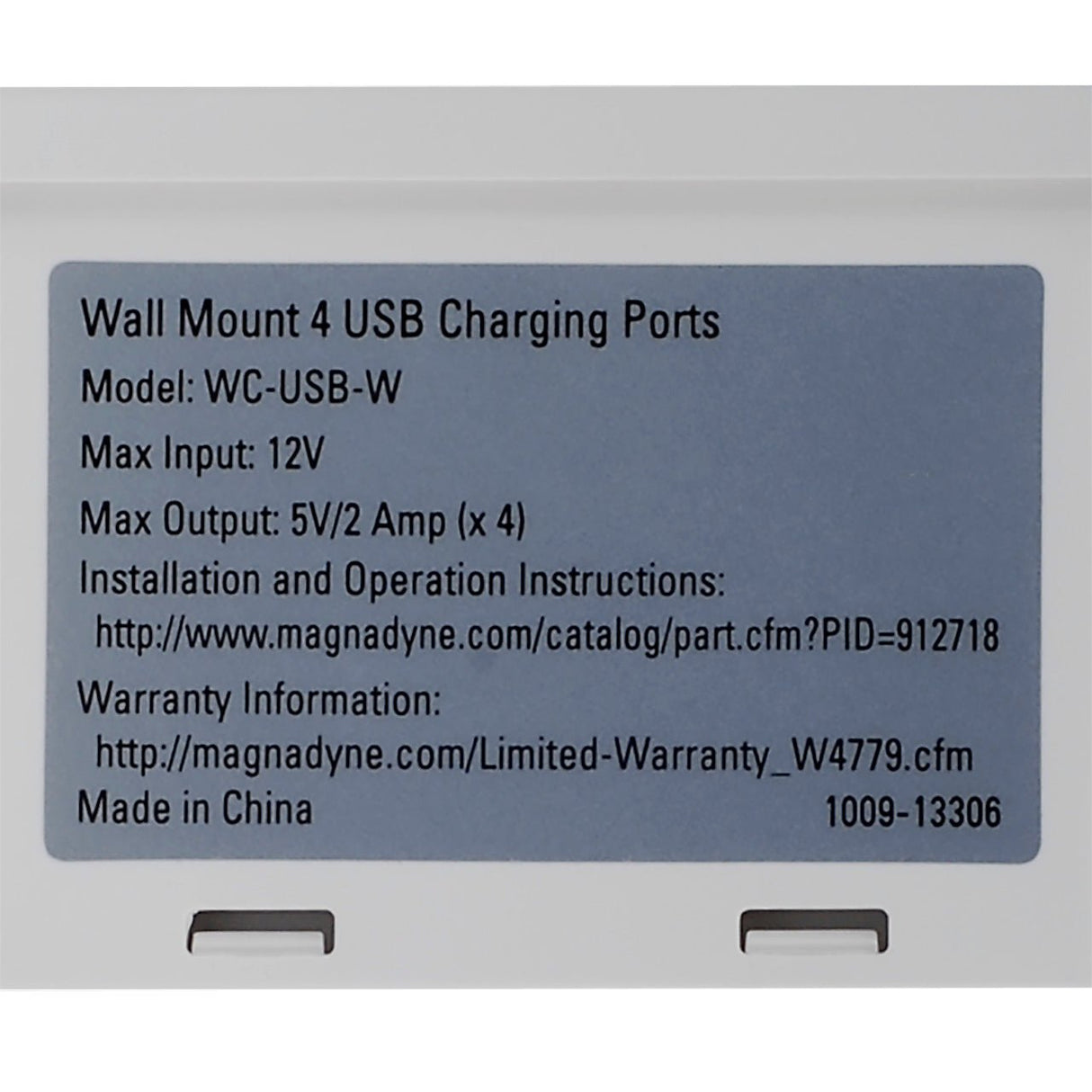 Magnadyne WCP-USB | Wall Mount USB Charger | 4 Ports w/ Wall Plate - Magnadyne