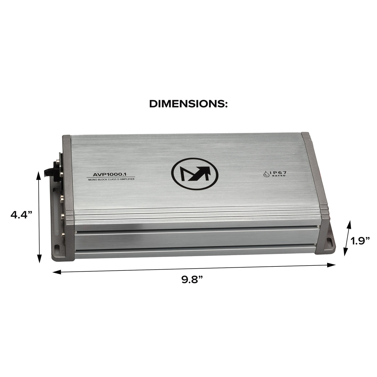 AquaVibe Pro Mono-Channel Class D 1000-Watt Marine Amplifier IP67 Rated