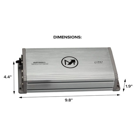 AquaVibe Pro Mono-Channel Class D 1000-Watt Marine Amplifier IP67 Rated