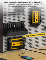 CRST 10 Outlets Dual USB Mountable Heavy Duty Metal Power Strip Surge Protector with Cord Wrapping Design, 15FT Power Cord
