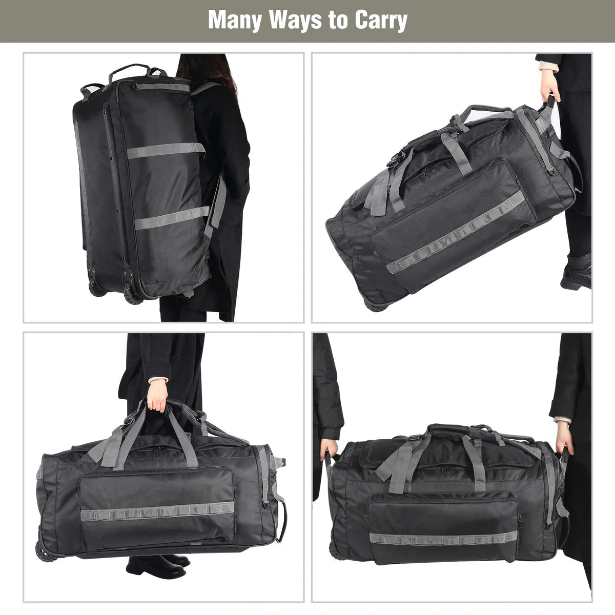 140L Tactical Duffle Bag with Wheels and Backpack Straps - Magnadyne
