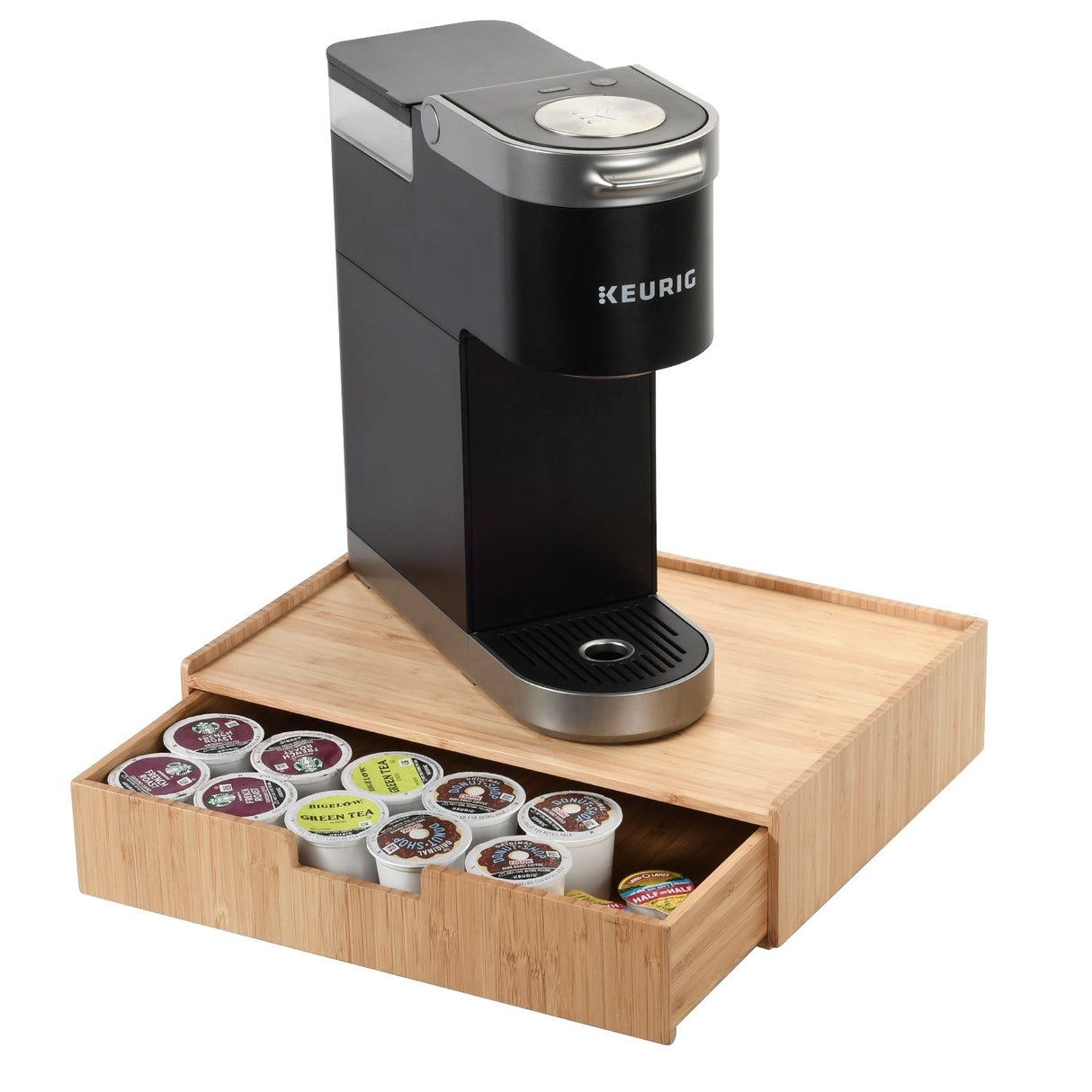 Large Bamboo Monitor Stand with Drawer | 13.5" Stackable Desk Organizer for Letter Size Paper