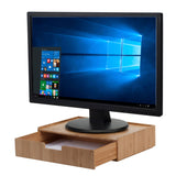 Large Bamboo Monitor Stand with Drawer | 13.5" Stackable Desk Organizer for Letter Size Paper