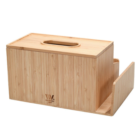Bamboo Tissue Box Holder & Tablet Stand