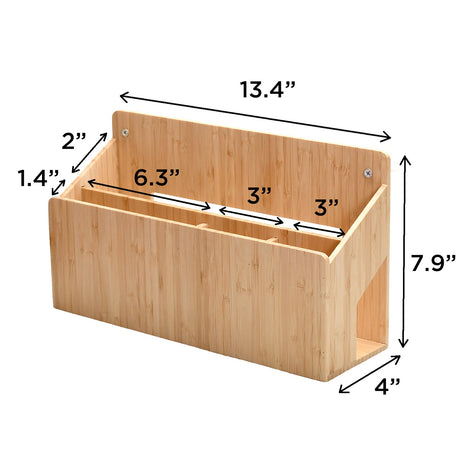 Bamboo Multi Purpose Wall Mounted Organizer