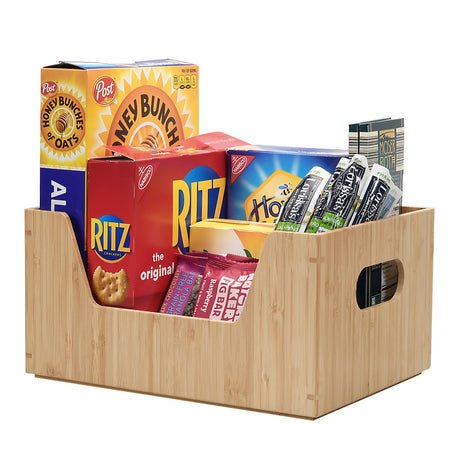 Bamboo Small Open Front Storage Box, 12 x 9 x 6