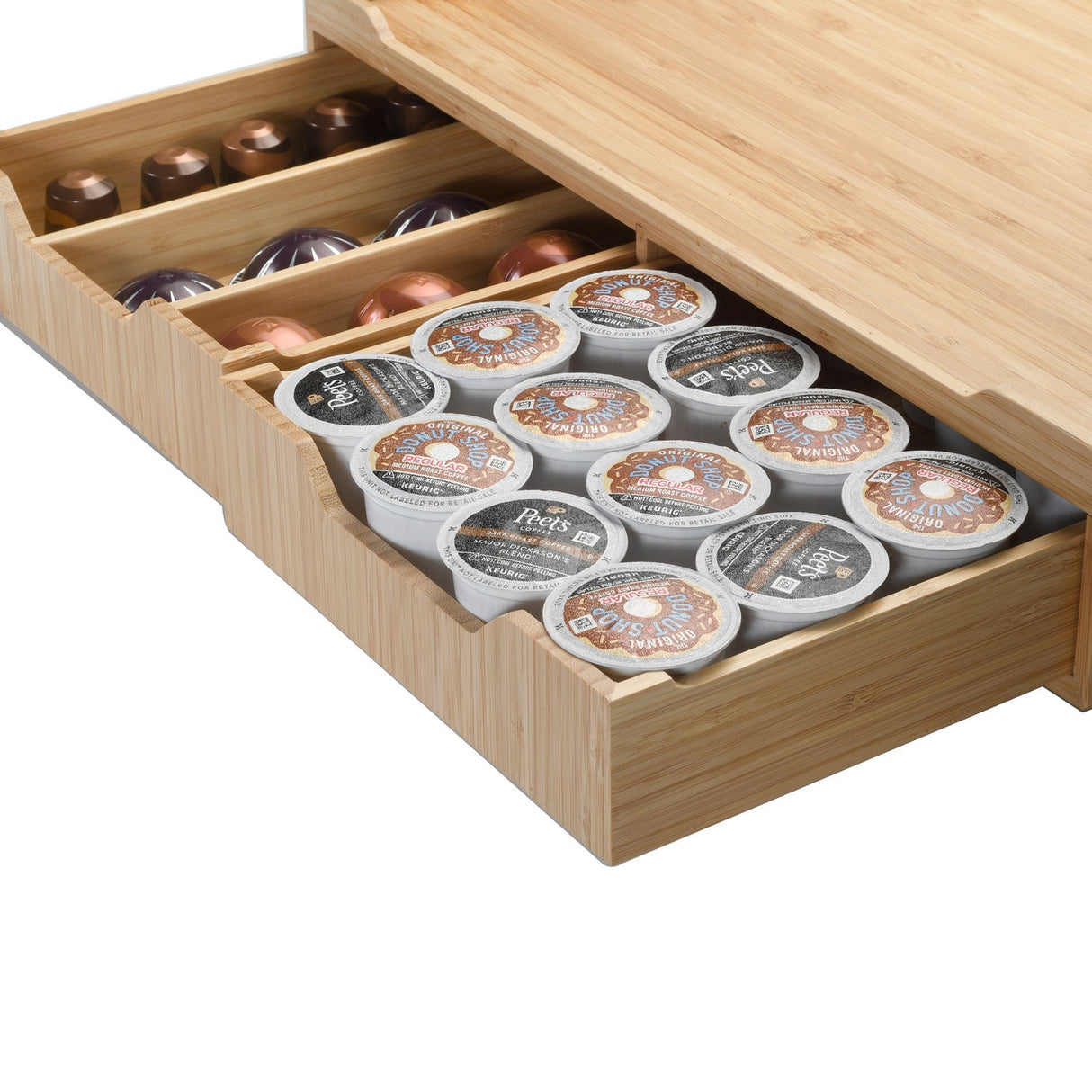 Bamboo Coffee Bar Drawer with Sliding Tray