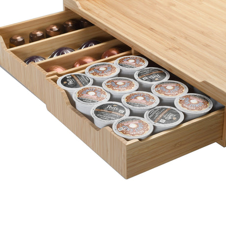 Bamboo Coffee Bar Drawer with Sliding Tray