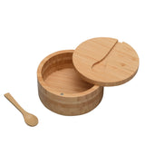 Eco-Friendly Bamboo Salt & Spice Cellar with Integrated Spoon – 1, 2, or 3 Compartments