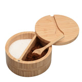 Eco-Friendly Bamboo Salt & Spice Cellar with Integrated Spoon – 1, 2, or 3 Compartments