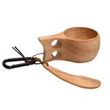 Premium Wooden Kuksa Cup Camping Set (Pack of 2) with Spoons & Clips
