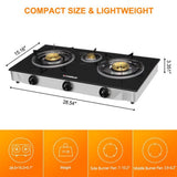 21,600 BTU 3 Burners Tempered Glass Portable Stoves for Camping - Magnadyne