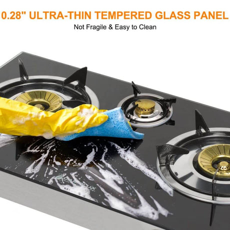 21,600 BTU 3 Burners Tempered Glass Portable Stoves for Camping - Magnadyne