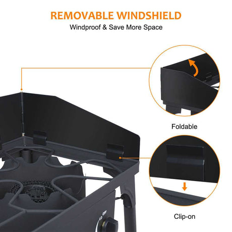 260,000 BTU High Pressure Double Propane Burner - Heavy Duty Cookware - Magnadyne