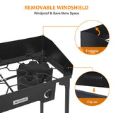 260,000 BTU High Pressure Double Propane Burner - Heavy Duty Cookware - Magnadyne