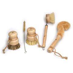 5 - Piece Handmade Bamboo Dish Brush Set - Magnadyne