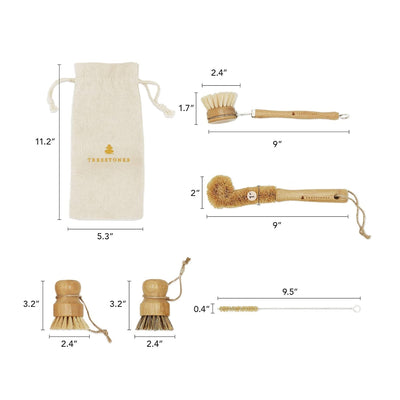 5-Piece Handmade Bamboo Dish Brush Set