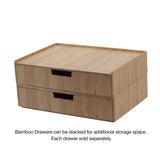 Large Bamboo Monitor Stand with Drawer | 13.5" Stackable Desk Organizer for Letter Size Paper