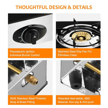 9,500 BTU Propane Single Burner Camp Stoves with Auto Ignition - Magnadyne