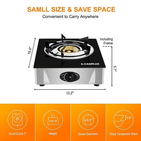 9,500 BTU Propane Single Burner Camp Stoves with Auto Ignition - Magnadyne