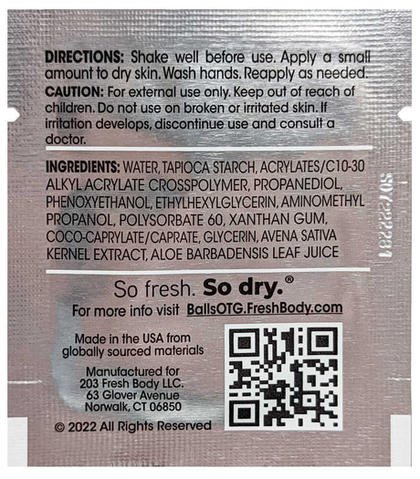 Fresh Balls "On-The-Go" Lotion Packets for Men (Unscented)