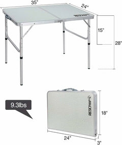 Aluminum Folding Camping Table with Adjustable Height Legs, 2/3/4ft - Magnadyne