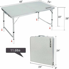 Aluminum Folding Camping Table with Adjustable Height Legs, 2/3/4ft - Magnadyne