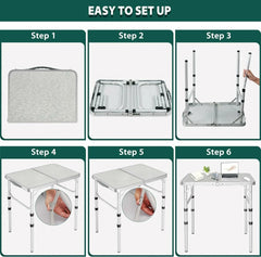 Aluminum Folding Camping Table with Adjustable Height Legs, 2/3/4ft - Magnadyne