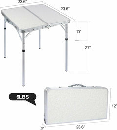 Aluminum Folding Camping Table with Adjustable Height Legs, 2/3/4ft - Magnadyne