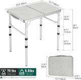 Aluminum Folding Camping Table with Adjustable Height Legs, 2/3/4ft - Magnadyne