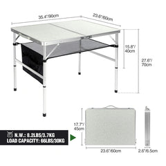 Aluminum Folding Camping Table with Adjustable Height Legs, 2/3/4ft - Magnadyne