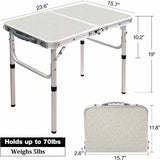 Aluminum Folding Camping Table with Adjustable Height Legs, 2/3/4ft - Magnadyne